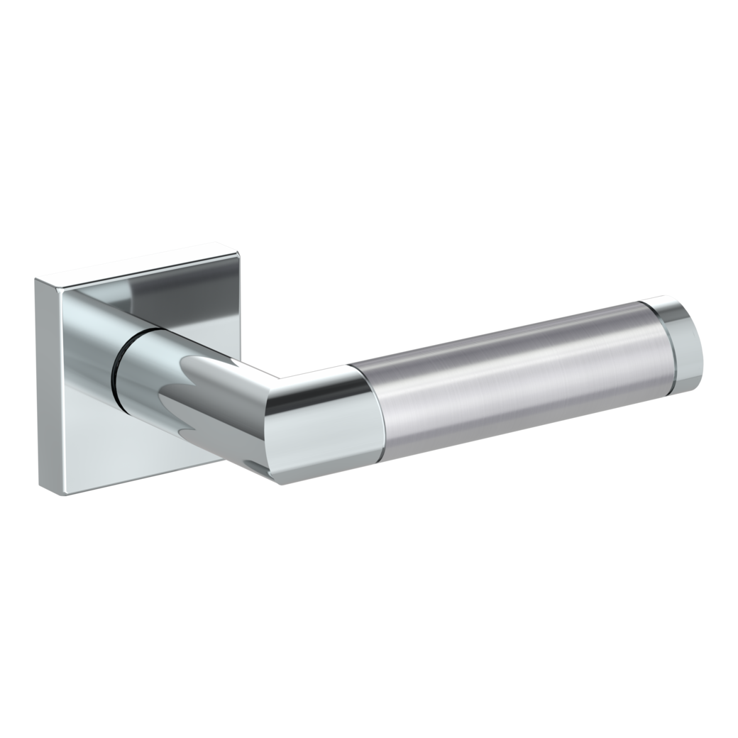 door handle set CHRISTINA QUATTRO clip on rose set square OS polished/brushed steel