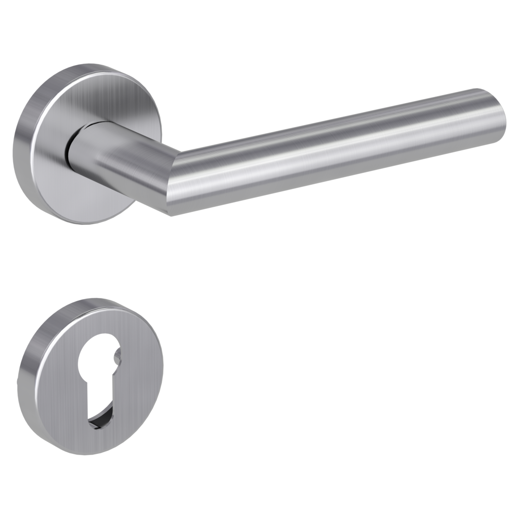 door handle set VIVIA clip on cl3 rose set round euro profile brushed steel