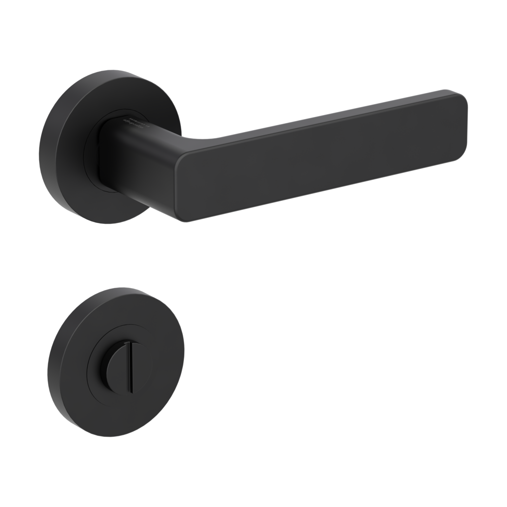 MINIMAL MODERN door handle set Screw-on system GK4 round escutcheons WC graphite black
