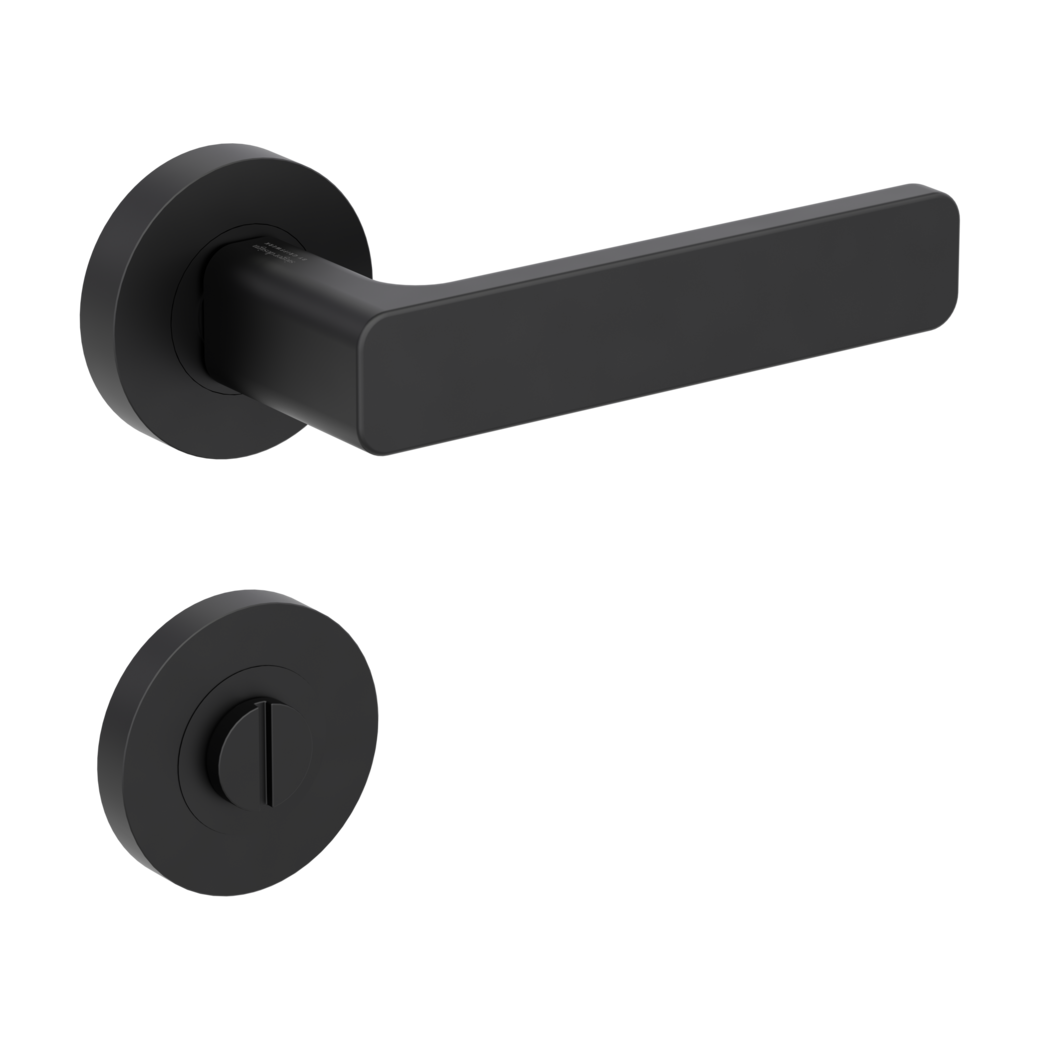 door handle set MINIMAL MODERN screw on cl4 rose set round wc graphite black