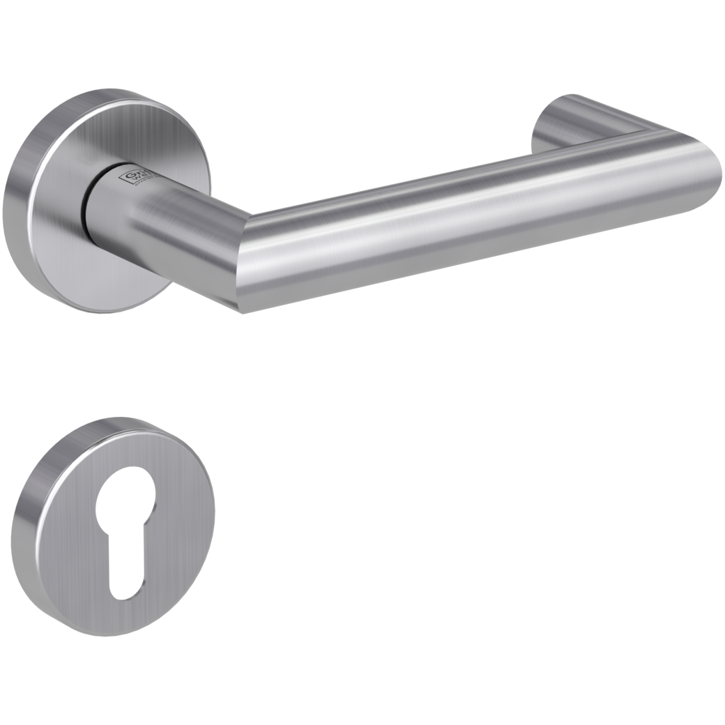 door handle set LUCIA clip on FP rose set round euro profile brushed steel