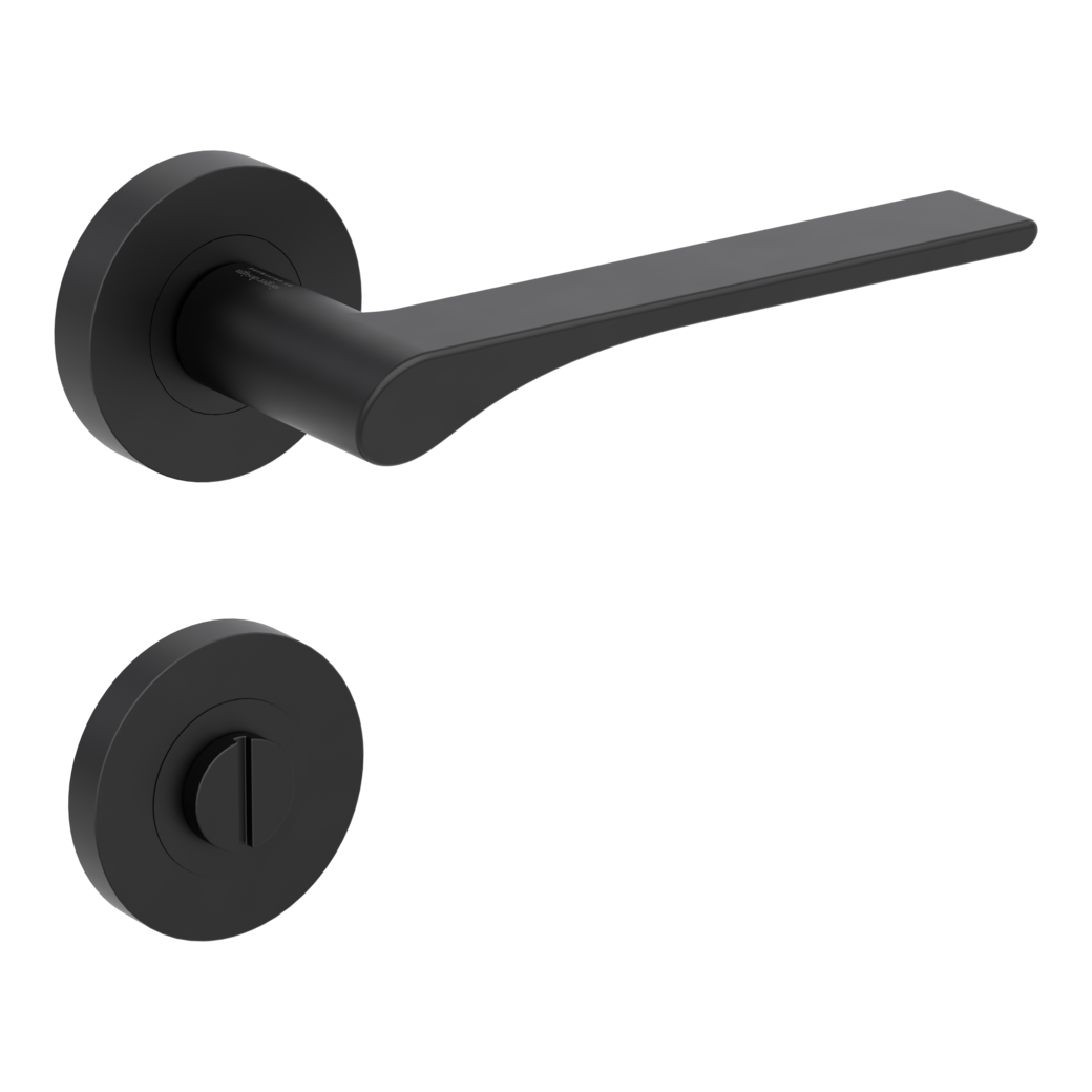 LEAF LIGHT door handle set Screw-on system GK4 round escutcheons WC graphite black