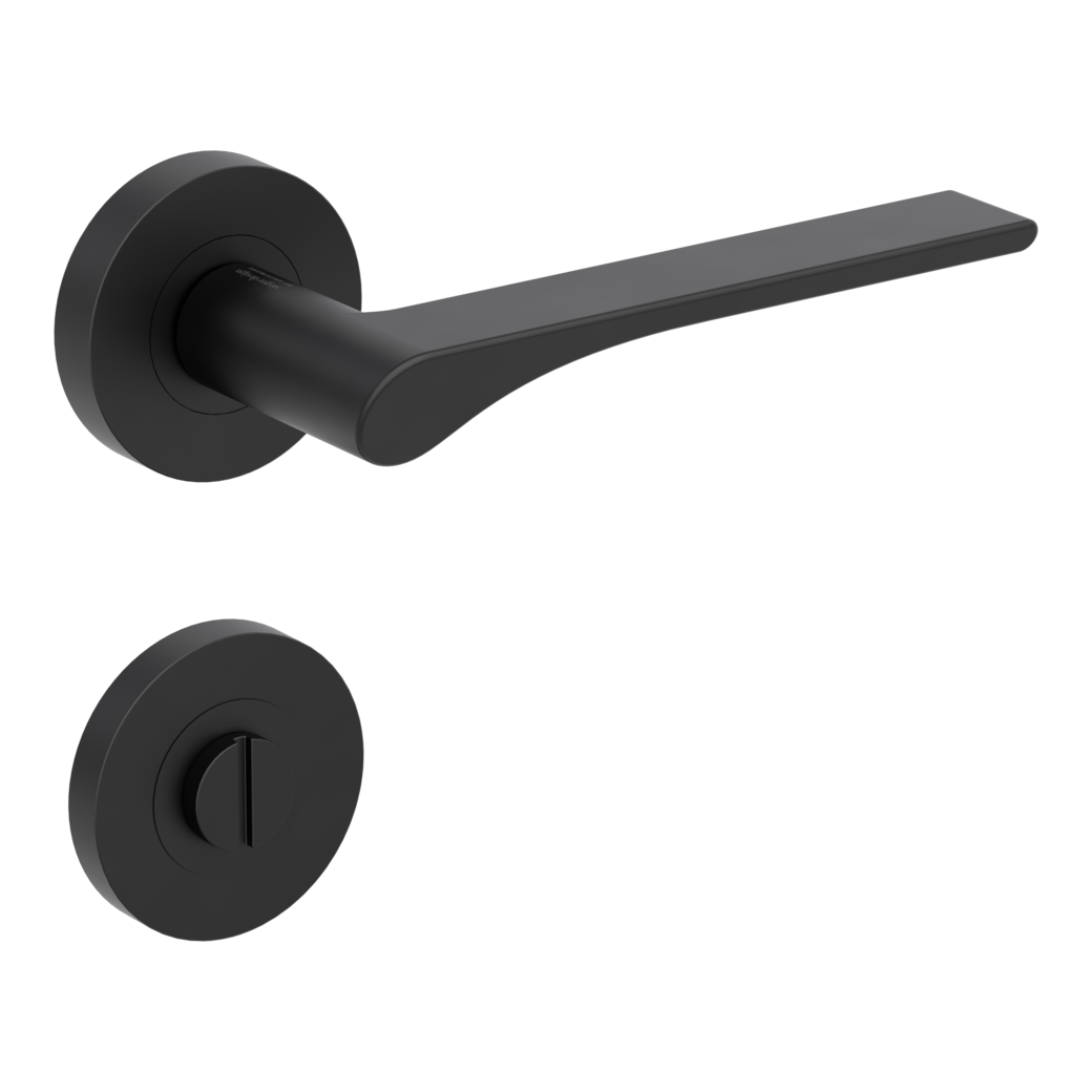 door handle set LEAF LIGHT screw on cl4 rose set round wc graphite black