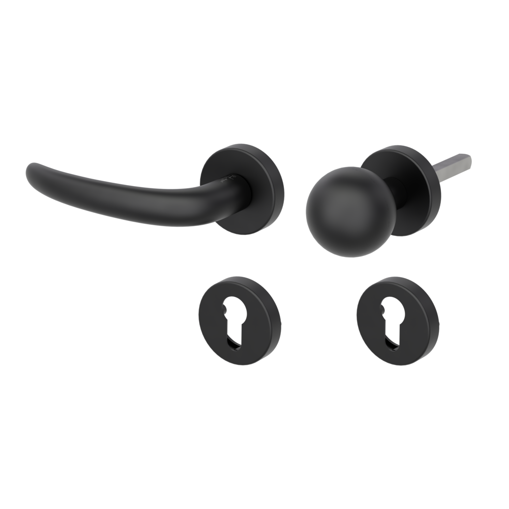 knob handle rose set ULMER GRIFF clip on cl3 rose set round knob R4 graphite black L