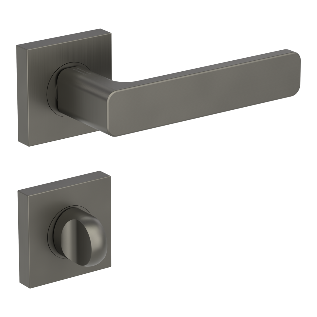 MINIMAL MODERN door handle set Screw-on sys.GK4 straight-edged escut. WC cashmere grey