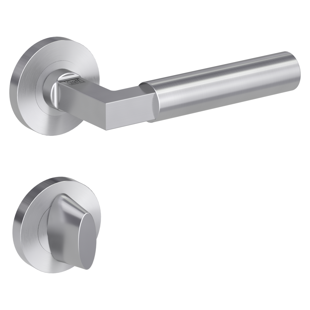 door handle set METRICO PROF screw on cl4 rose set round wc brushed steel