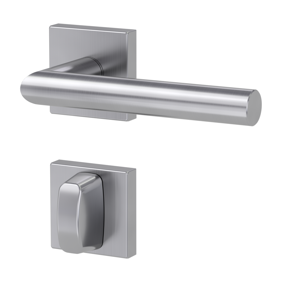 door handle set LUCIA SQUARE clip on cl3 rose set square wc brushed steel