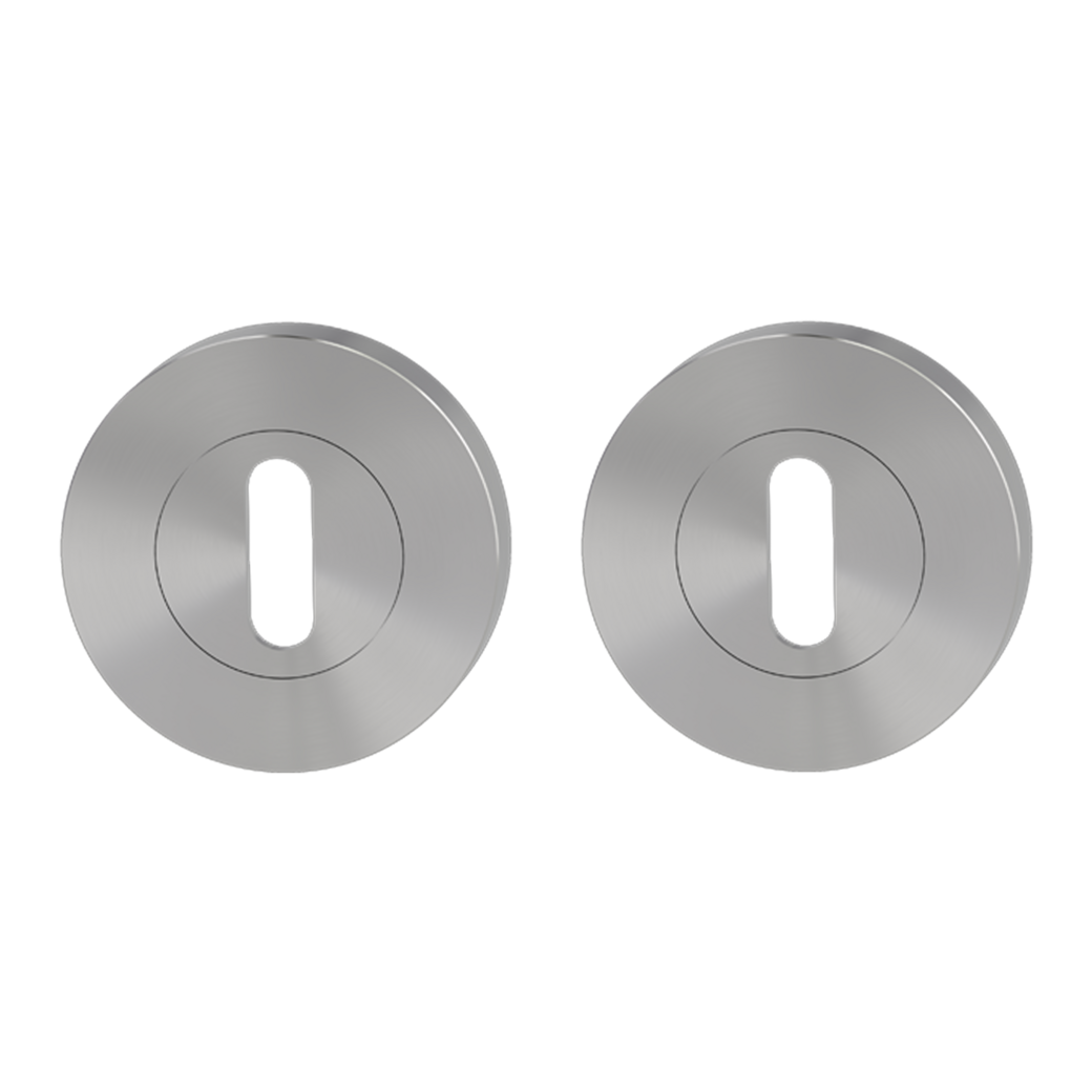 Pair of escutcheons zinc round cipher bit Screw-on system velvet grey