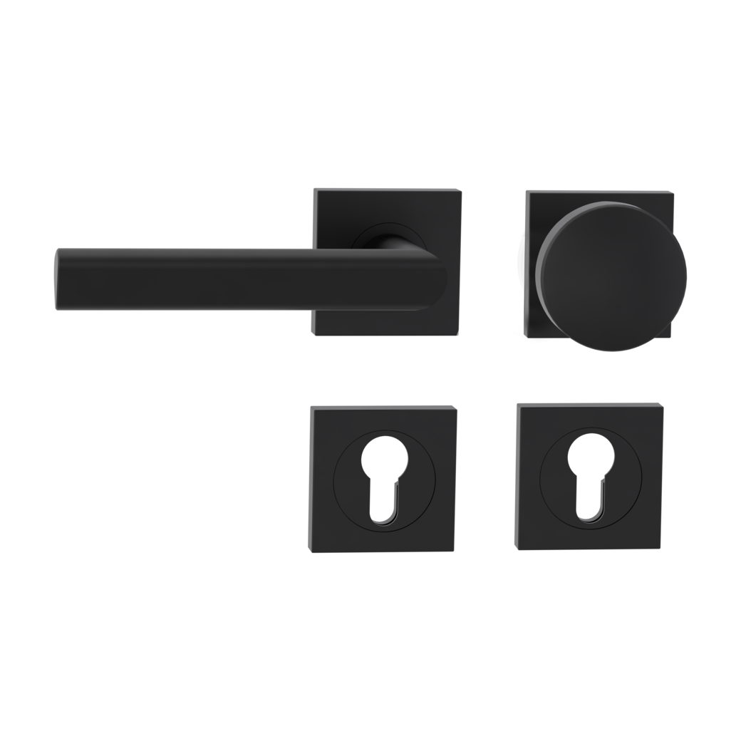 knob handle rose set TRI 134 screw on cl3 rose set square knob R2 graphite black L