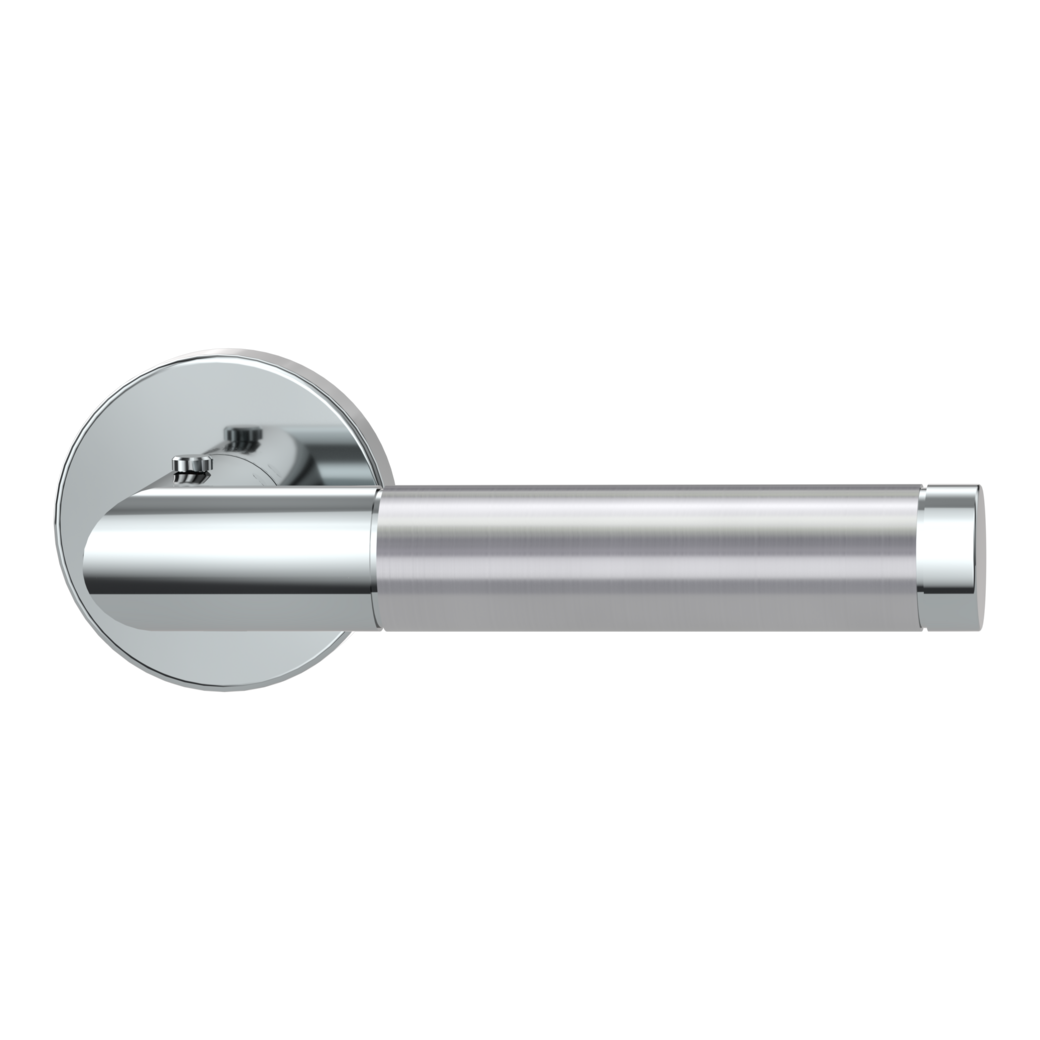 Juego de manillas de puerta LOREDANA Montaje clipado Rosetas redondas smart2lock 2.0 Dcha. Acero inox.pul.mate