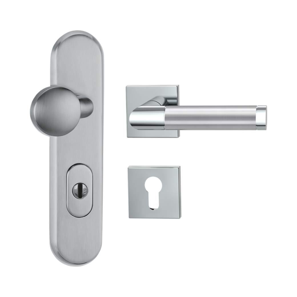 security combi set TITANO_882 ES1 72mm cylinder cover door 38-50mm R CHRISTINA QUATTRO polished/brushed steel