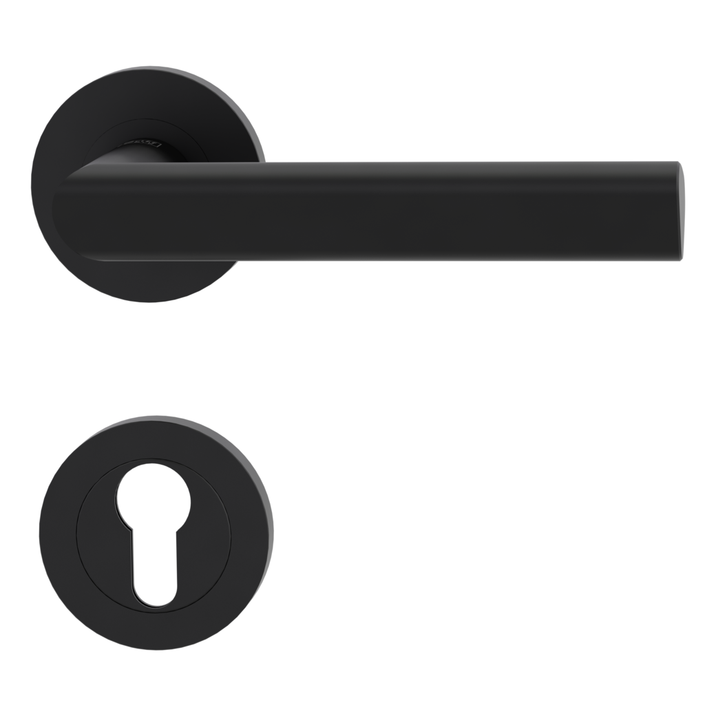 TRI 134 door handle set Screw-on system GK3 round escutcheons Profile cylinder graphite black