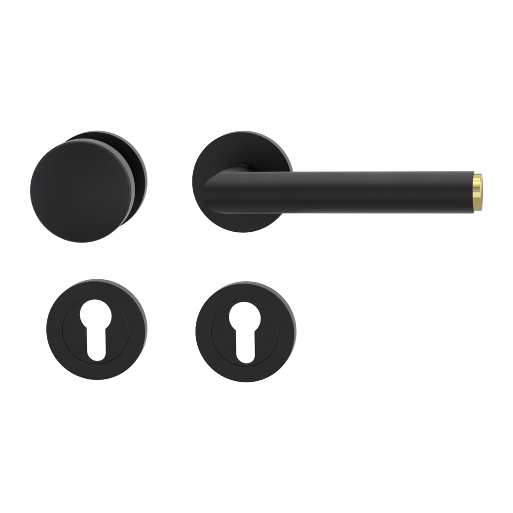 knob handle rose set LUCIA SELECT screw on cl3 rose set round knob R2 graphite black/brass R
