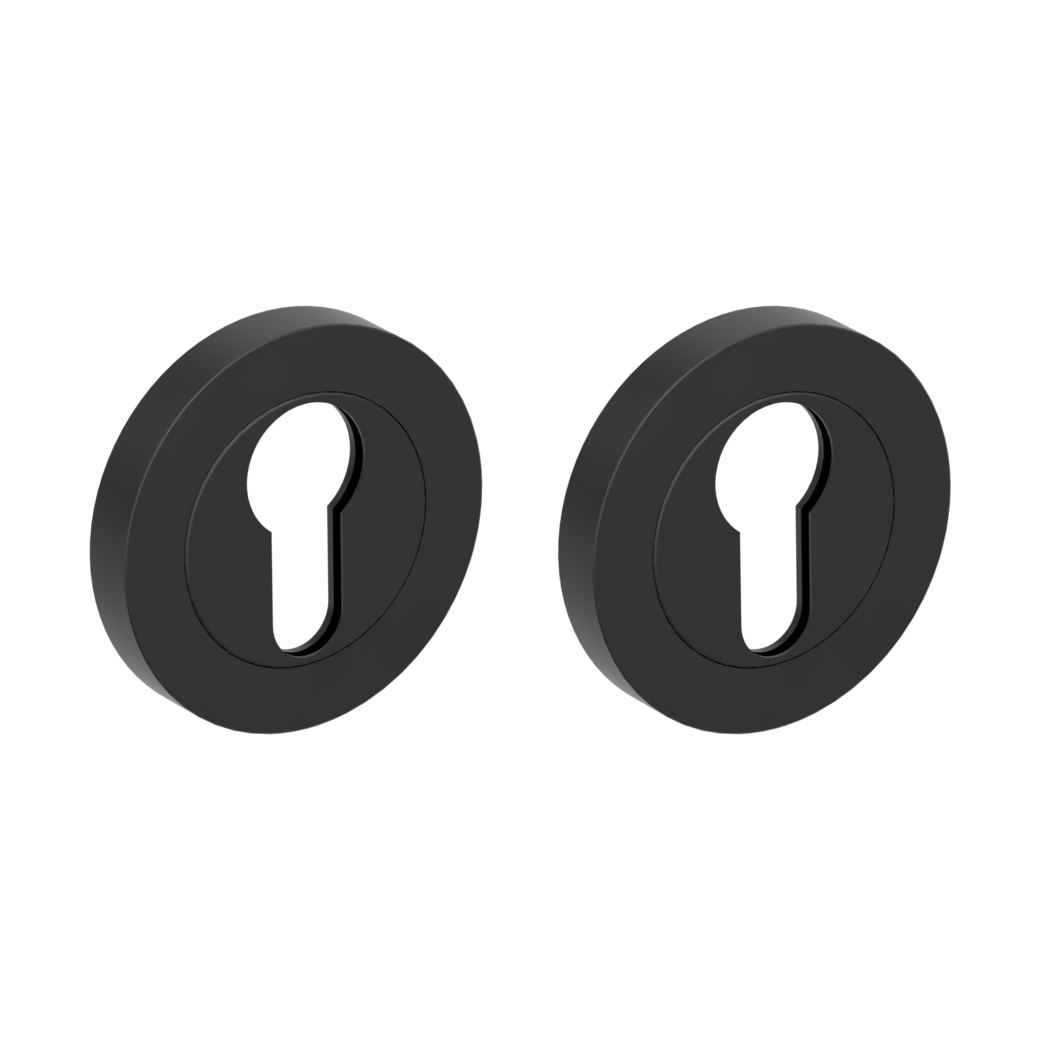 Pair of escutcheons round profile cylinder Screw-on system graphite black