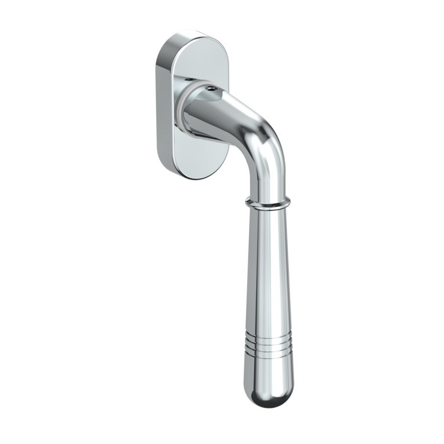 Silhouette product image in perfect product view shows the Griffwerk window handle FABIA in the version unlockable, chrome