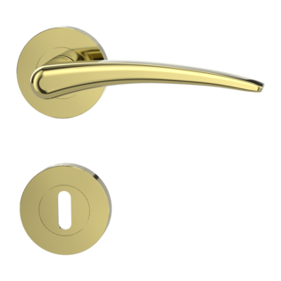 Isolated product image in perfect product view shows the GRIFFWERK rose set MARISA in the version mortice lock - brass look - screw on technique