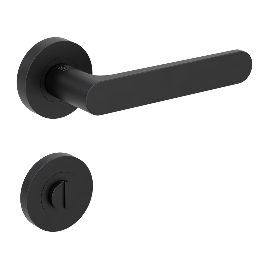 AVUS door handle set Screw-on system GK4 round escutcheons WC graphite black