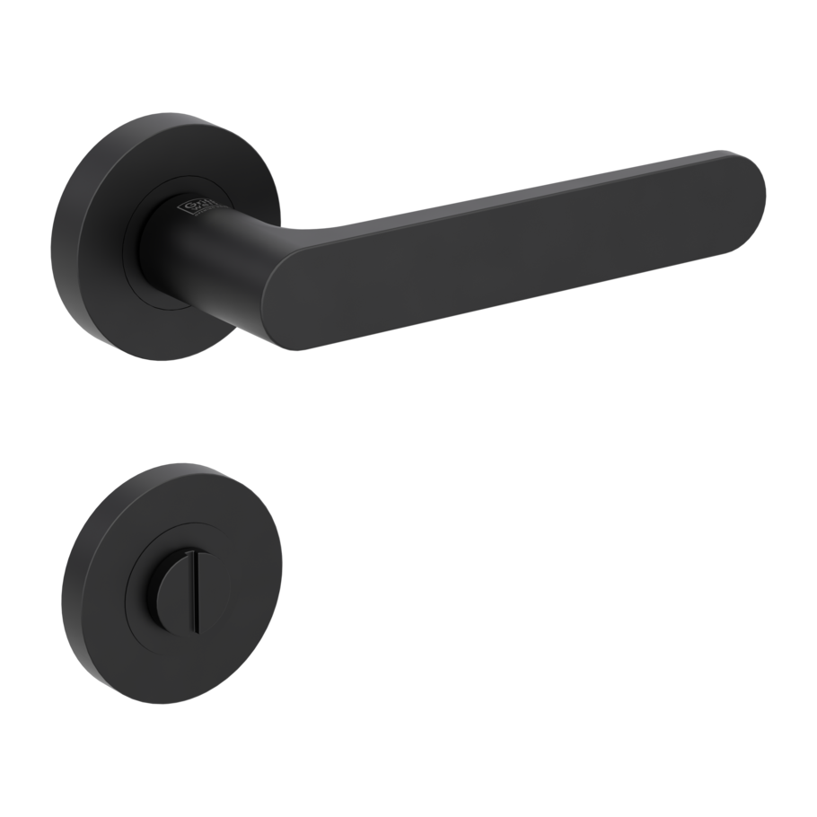 Isolated product image in the right-turned angle shows the GRIFFWERK rose set AVUS in the version turn and release - graphite black - screw on technique outside view