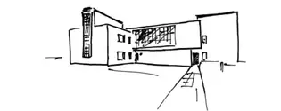 L'esquisse montre la maison de Kandinski et Klee.