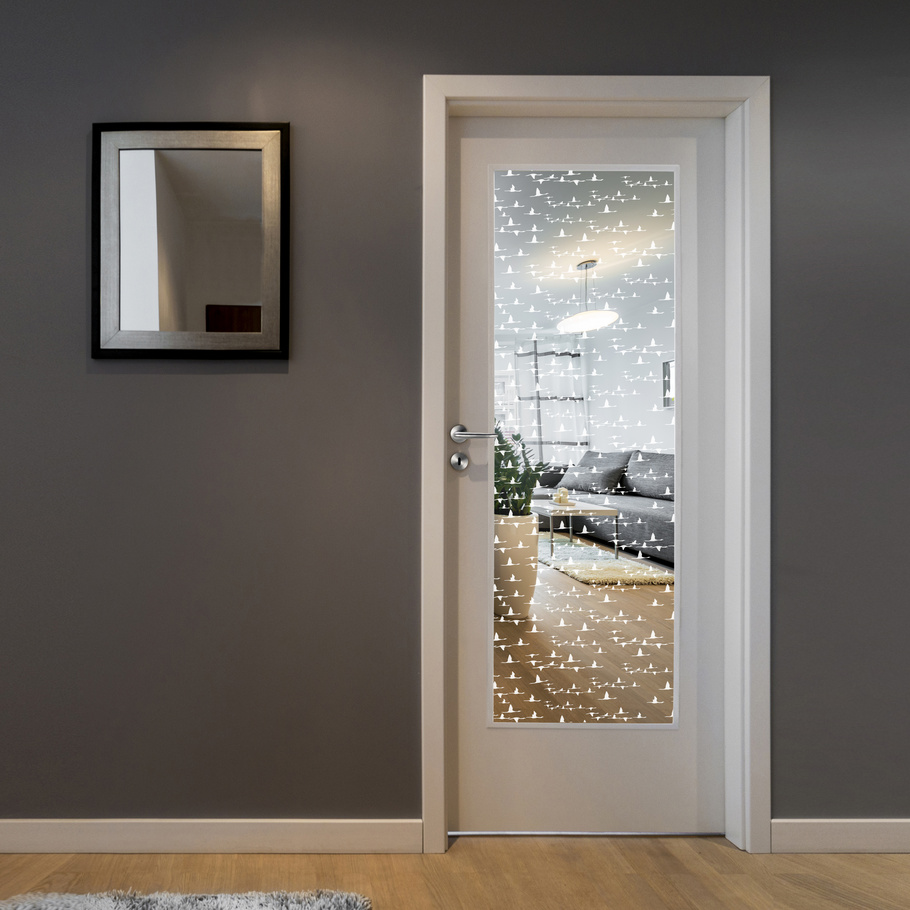 The picture shows the glass panel GRIFFWERK NATURE 694 in the version clear glass with white glass PURE WHITE