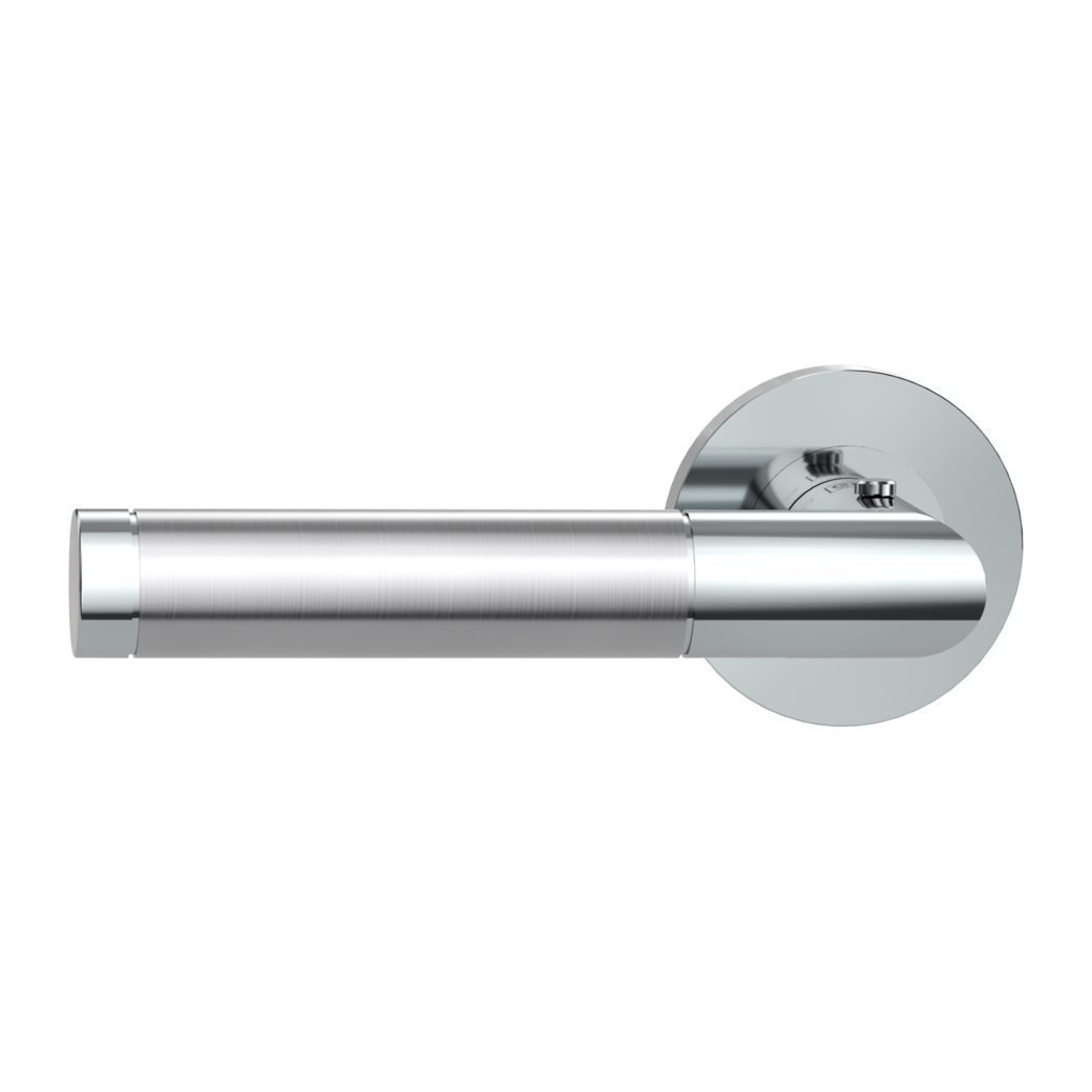 LOREDANA PROF door handle set Screw-on system round escutcheons smart2lock 2.0 L pol.-satin st.steel