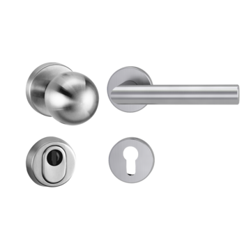 Security rosette set with knob R4 and handle Lucia Prof