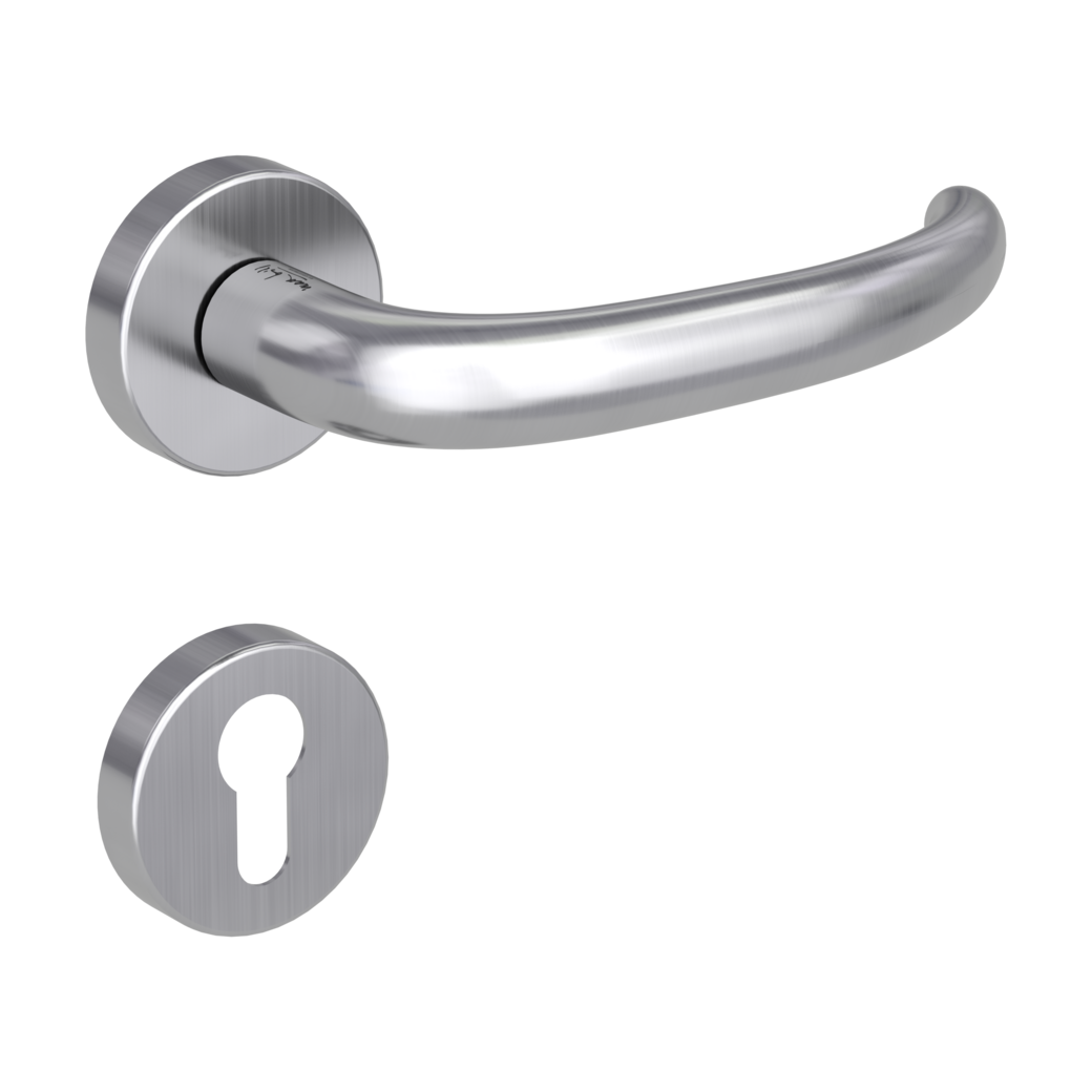 door handle set ULMER GRIFF clip on FP rose set round euro profile brushed steel