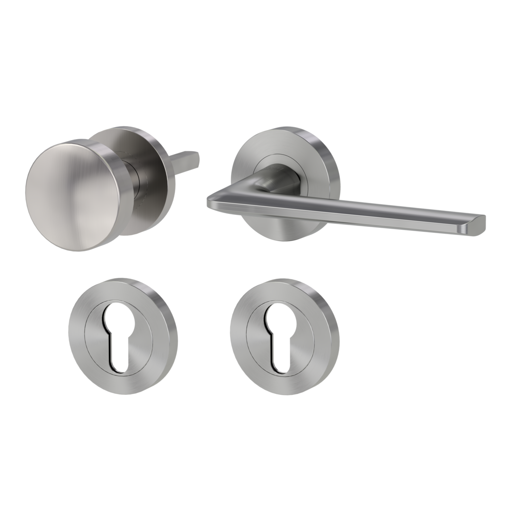 REMOTE alternate set Screw-on system GK4 round escutcheons Knob R2 velvet grey R