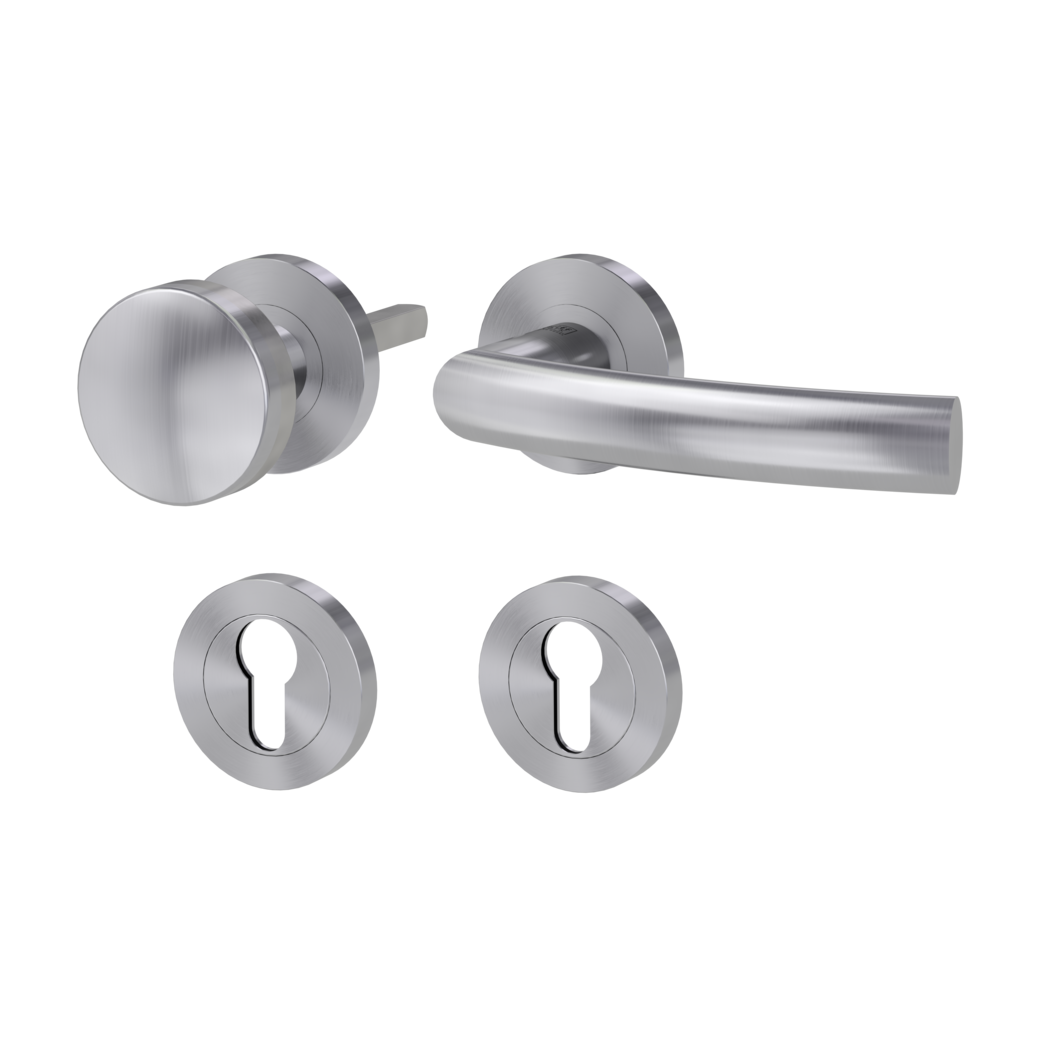 knob handle rose set LORITA PROF screw on FP rose set round knob R2 38-50mm brushed steel R