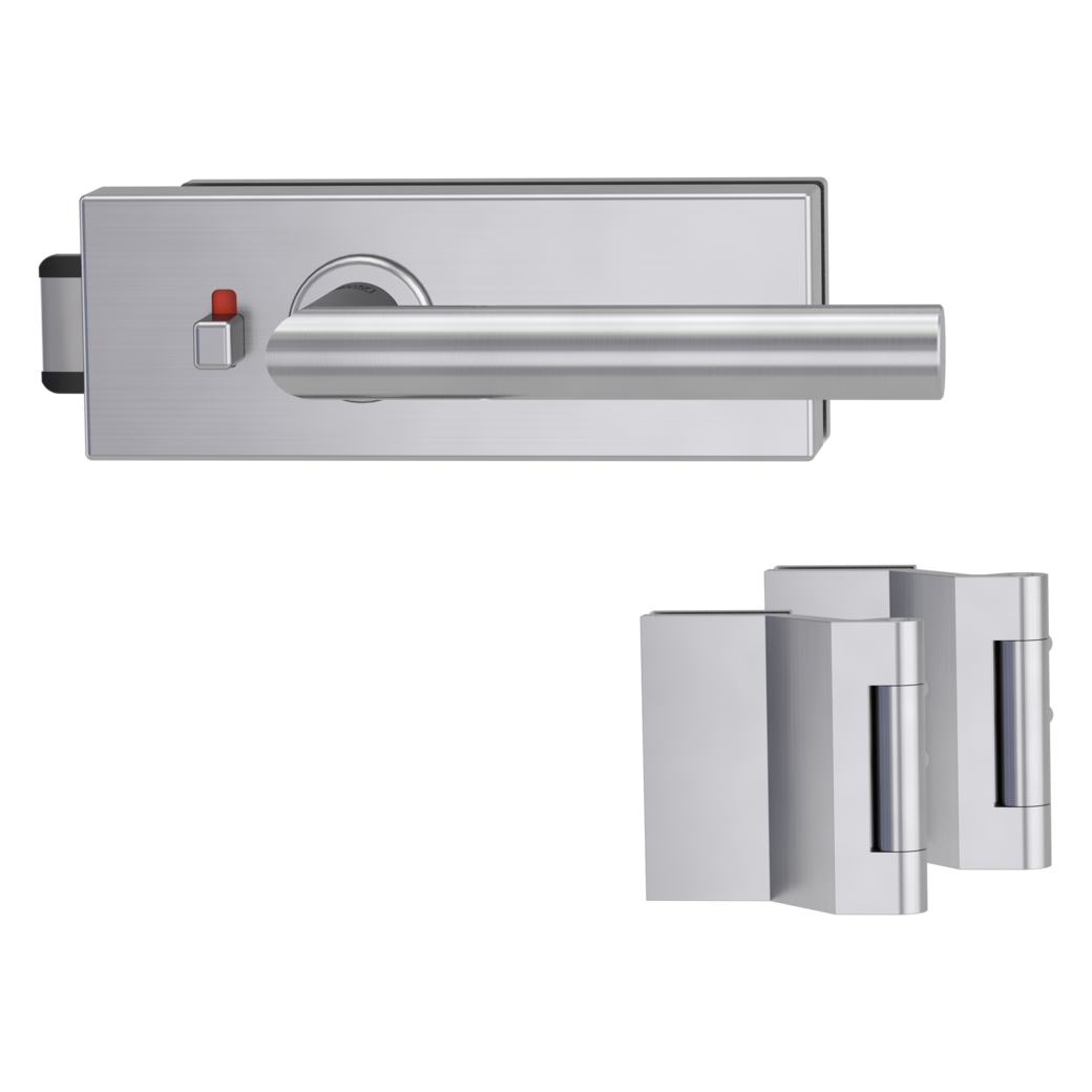 PURISTO S glass door fitting set Quiet smart2lock 3-pc. hinges LUCIA satin stainless steel