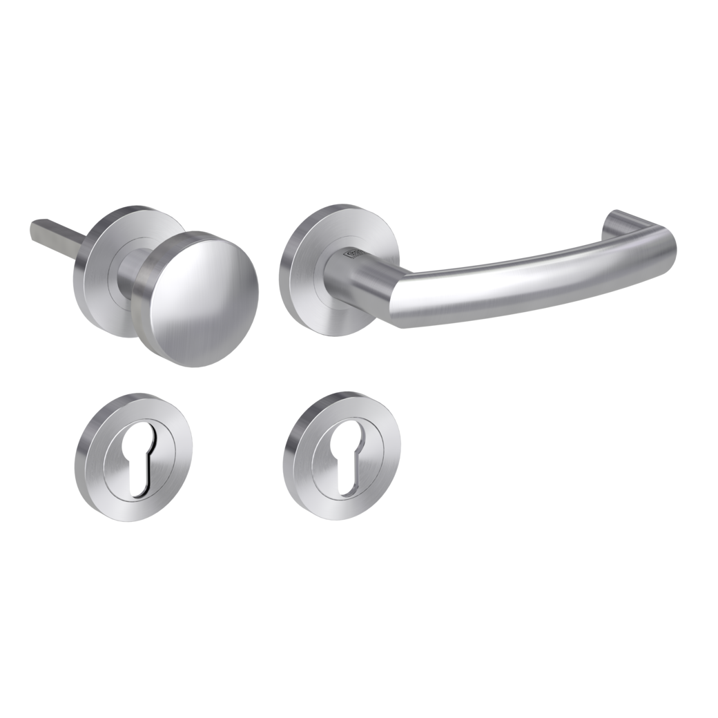 knob handle rose set LORITA PROF screw on panic rose set round knob R2 38-50mm brushed steel R