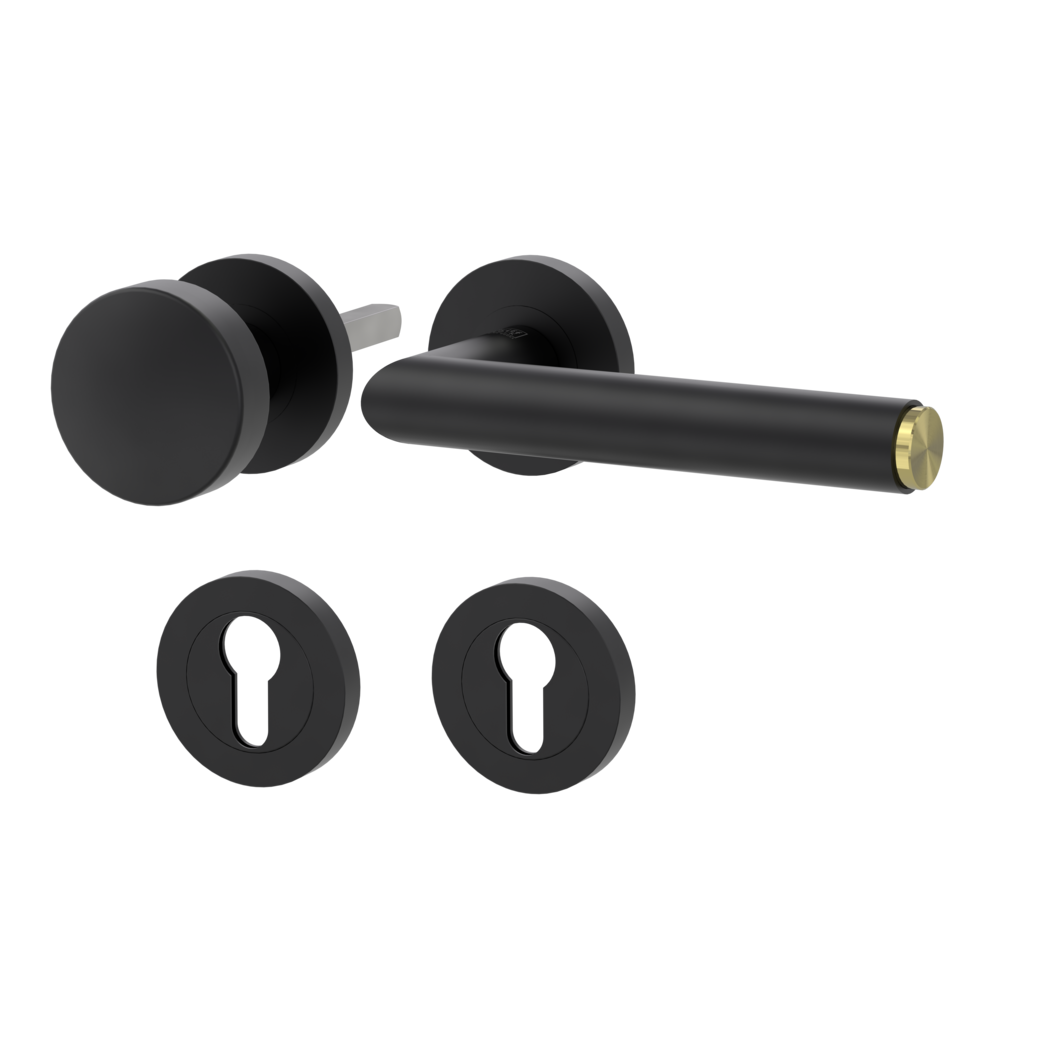 knob handle rose set LUCIA SELECT screw on cl3 rose set round knob R2 graphite black/brass R