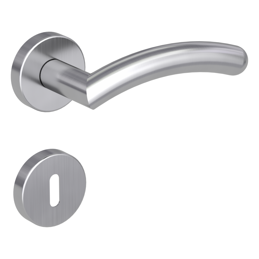 door handle set SAVIA clip on cl3 rose set round mortice lock brushed steel