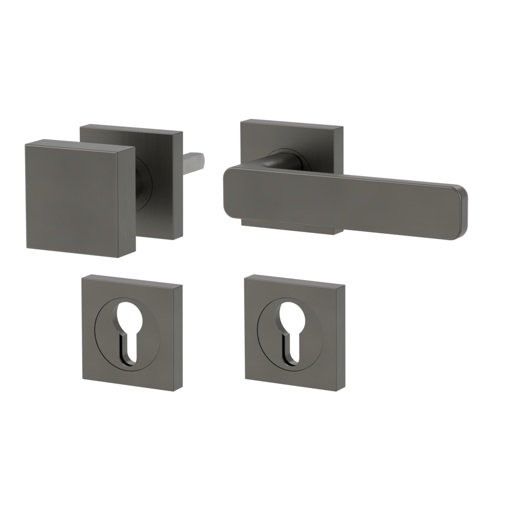 MINIMAL MODERN alternate set Screw-on sys.GK4 straight-edged escut. Knob SQUARE 34-45mm cashmere grey R