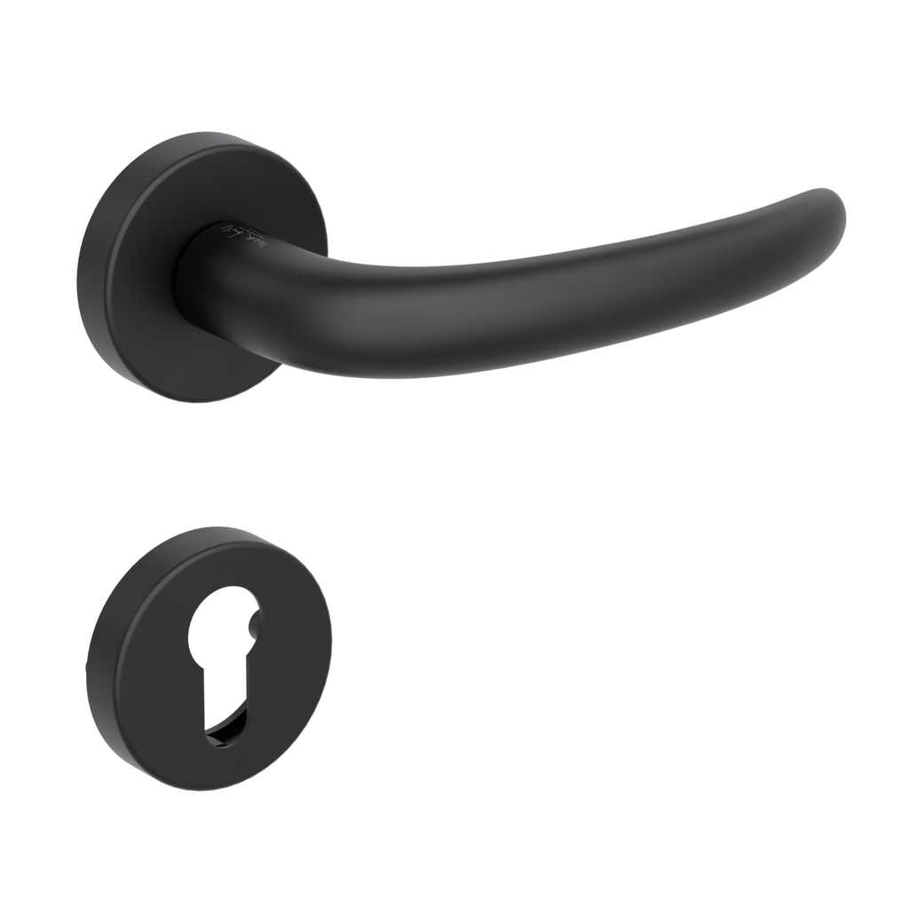 ULMER GRIFF door handle set Clip-on system GK3 round escutcheons Profile cylinder graphite black