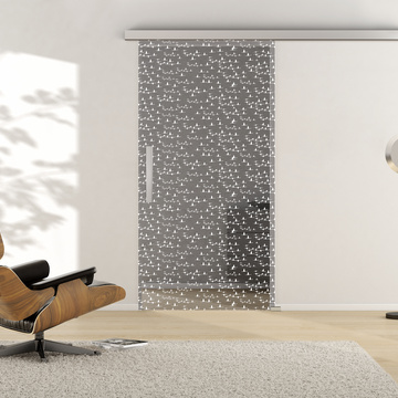Ambient image in living situation illustrates the Griffwerk sliding glass door NATUR 694 in the version TSG MOON GREY clear