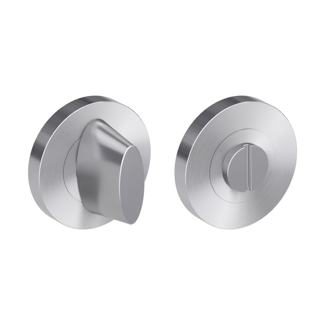 Pair of escutcheons round WC Screw-on system satin stainless steel