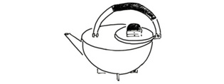 The sketch shows the teapot by Marianne Brandt in Bauhaus style.