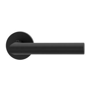 Produktbild von Türgriffgarnitur LUCIA PROF Rosetten rund smart2lock 2.0 Schraubtechnik Graphitschwarz Die Abbildung zeigt die Griffwerk Türgriffgarnitur LUCIA PROF in der Ausführung mit Rosetten rund smart2lock 2.0 Schraubtechnik Graphitschwarz