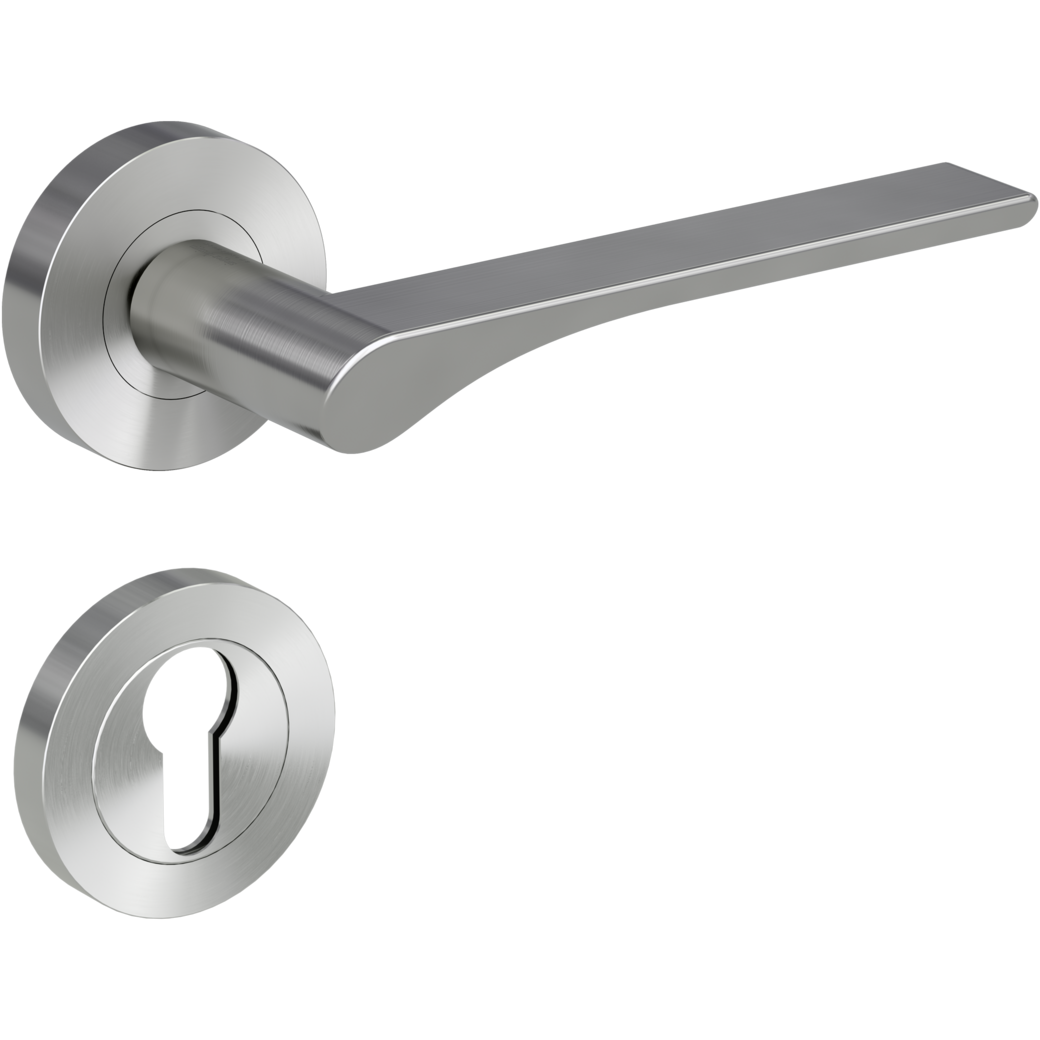 door handle set LEAF LIGHT screw on cl4 rose set round euro profile velvety grey