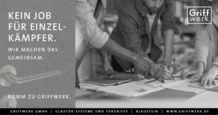 Abbildung Social Media Banner Griffwerk Die Abbildung zeigt einen Werbebanner für das Recruiting von Griffwerk.