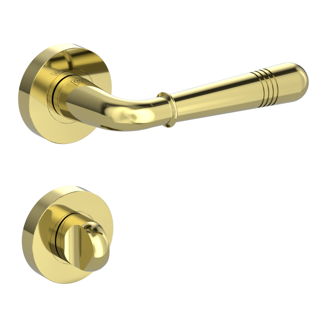 door handle set FABIA screw on cl4 rose set round wc brass look