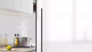 The new, innovative sliding door system seals against vapours and odours and is therefore ideal for kitchen and bathroom.