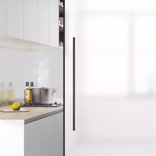 The new, innovative sliding door system seals against vapours and odours and is therefore ideal for kitchen and bathroom.