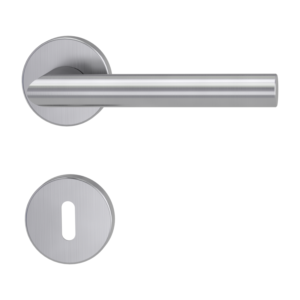 door handle set VIVIA clip on cl3 rose set round mortice lock brushed steel