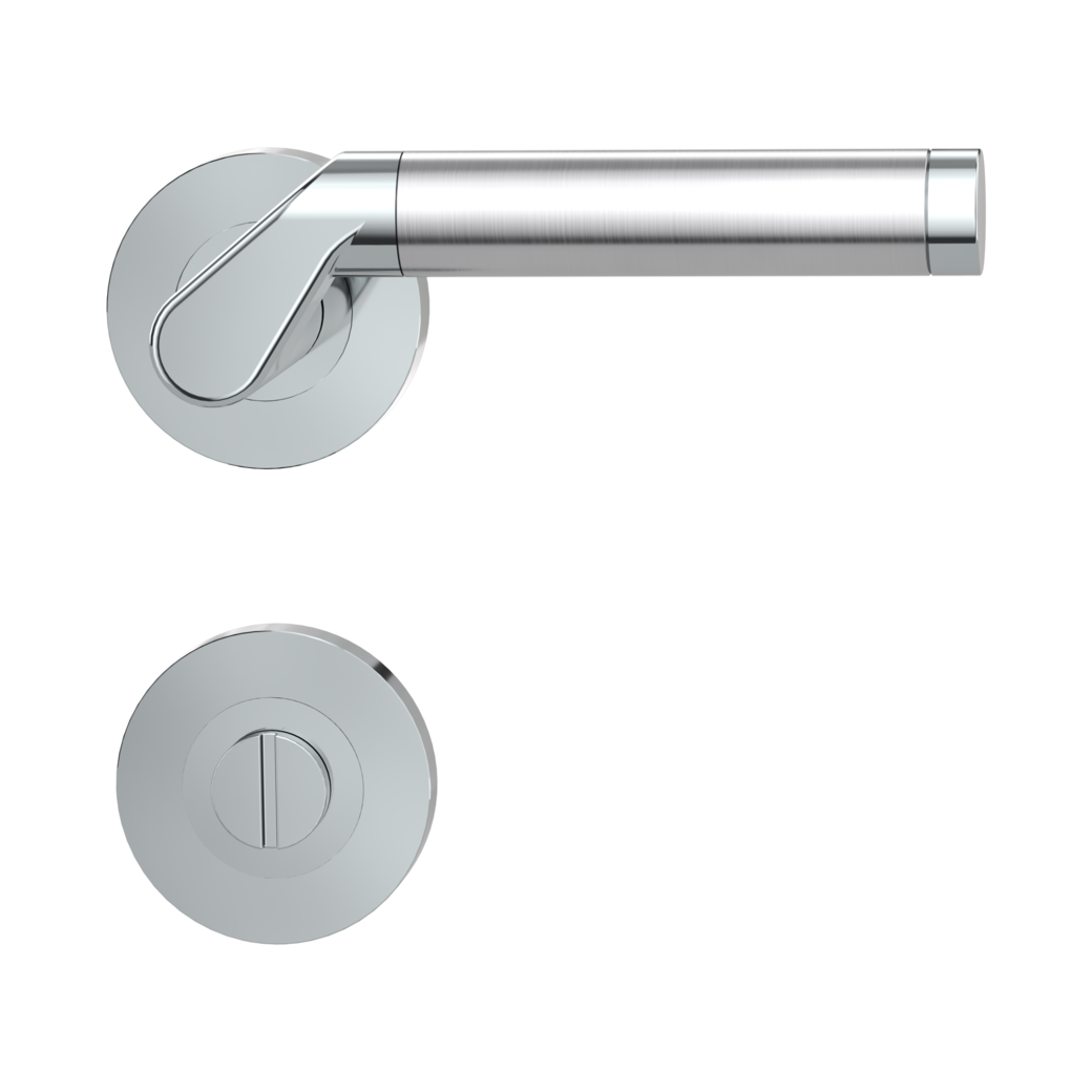 door handle set CORINNA screw on cl4 rose set round wc chrome/brushed steel