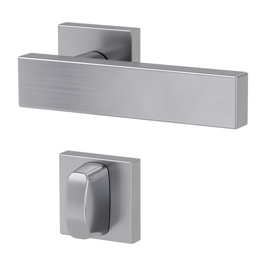 door handle set CARLA SQUARE clip on cl3 rose set square wc brushed steel