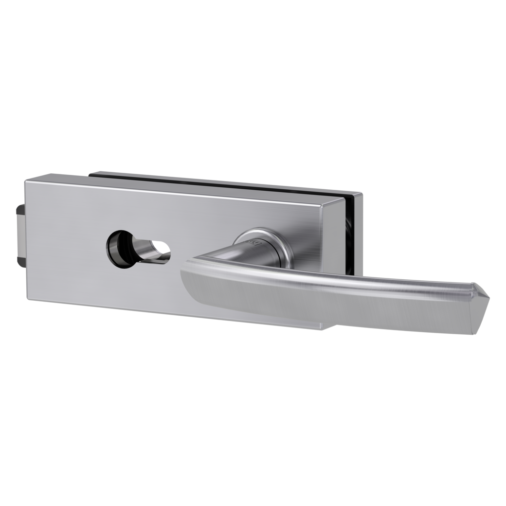 glass door lock set PURISTO S euro profile silent 3-part hinges JETTE CRYSTAL brushed steel