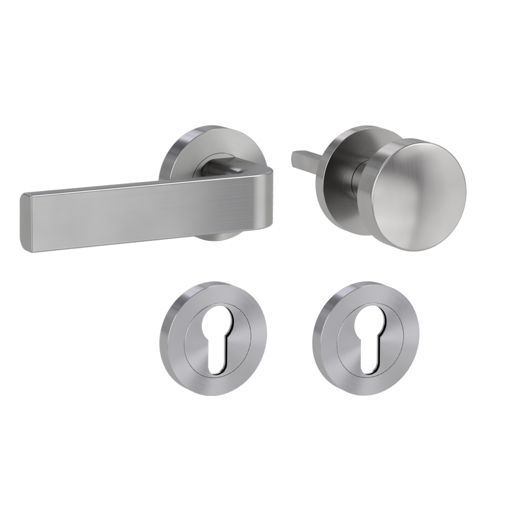 GRAPH alternate set Screw-on system GK4 round escutcheons Knob R2 34-45mm velvet grey L