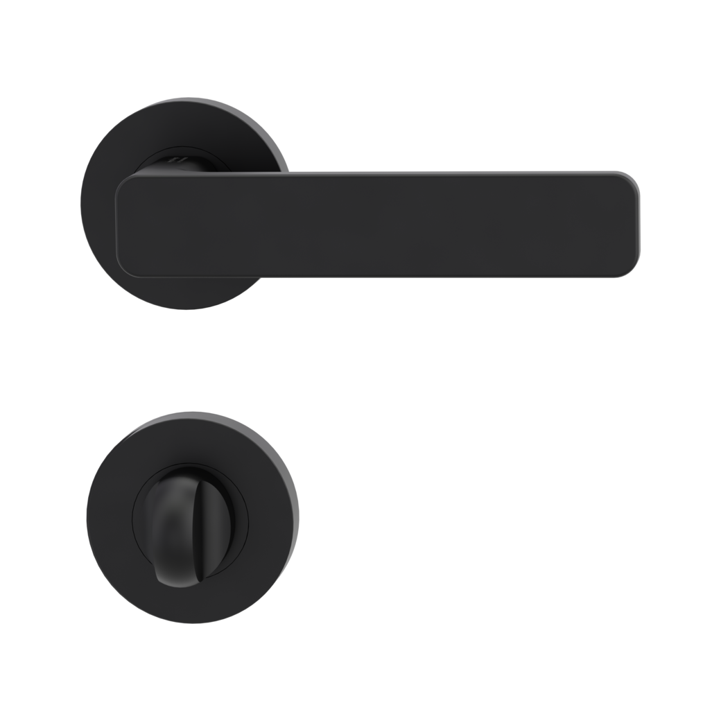 MINIMAL MODERN door handle set Screw-on system GK4 round escutcheons WC graphite black